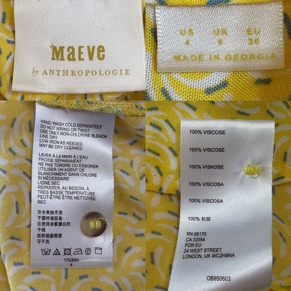 Anthropologie Maeve Blithe Button-Down Top size 4 Bow Detail Sleeve - Picture 10 of 11
